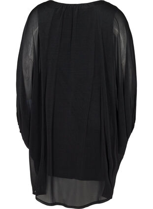 Langarm Kleid mit V-Ausschnitt und Smock, Black, Packshot image number 1