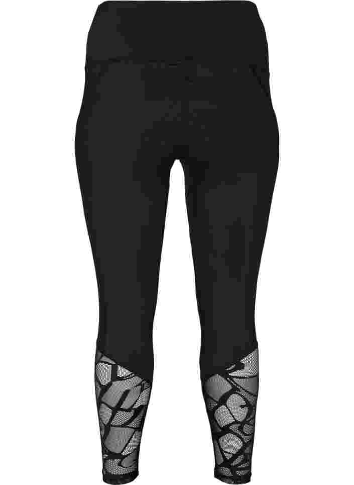 kurzgeschnittene Leggings mit Mesh-Muster, Black, Packshot image number 1