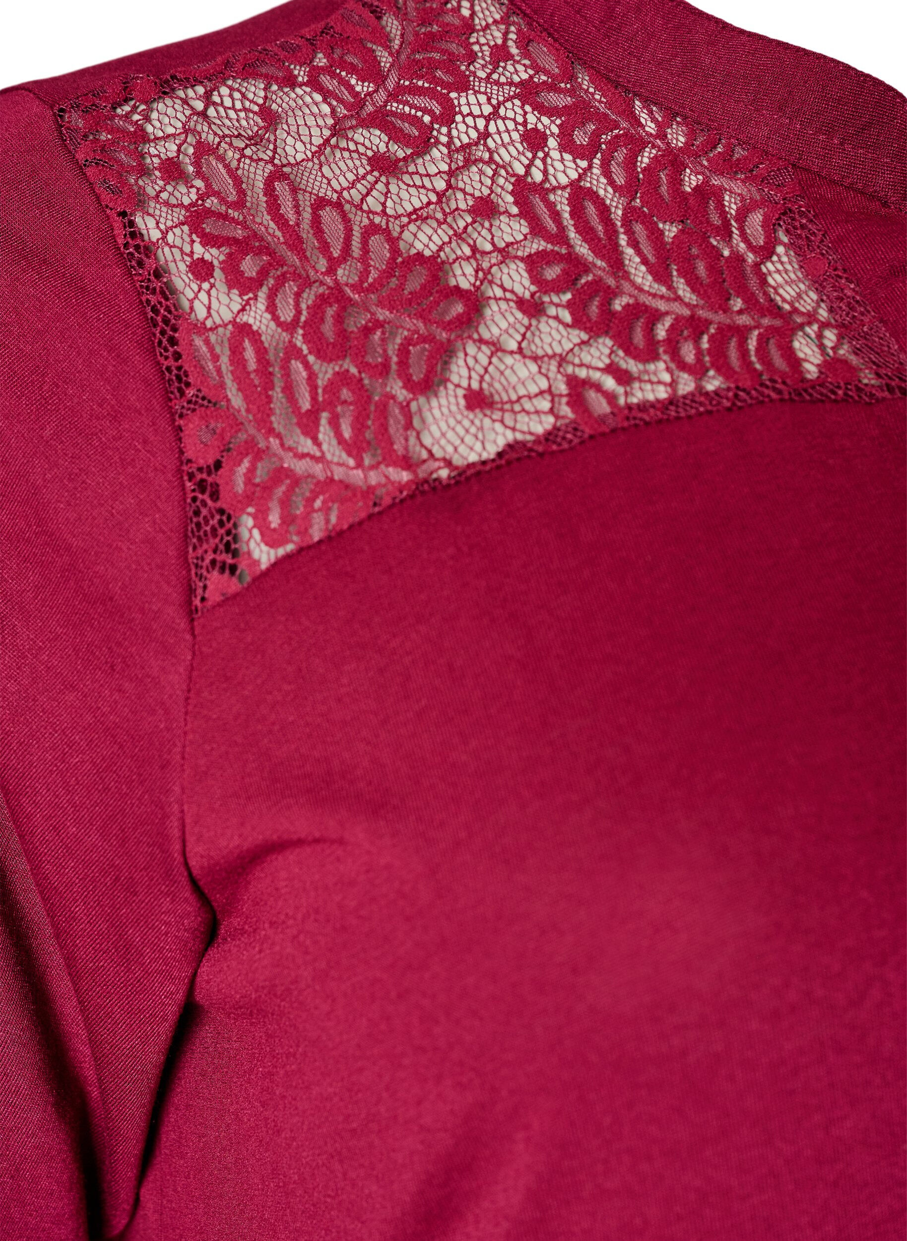 ZizziJerseykleid mit Spitzendetails und mehrlagigem Rock, Rot, Packshot image number 3