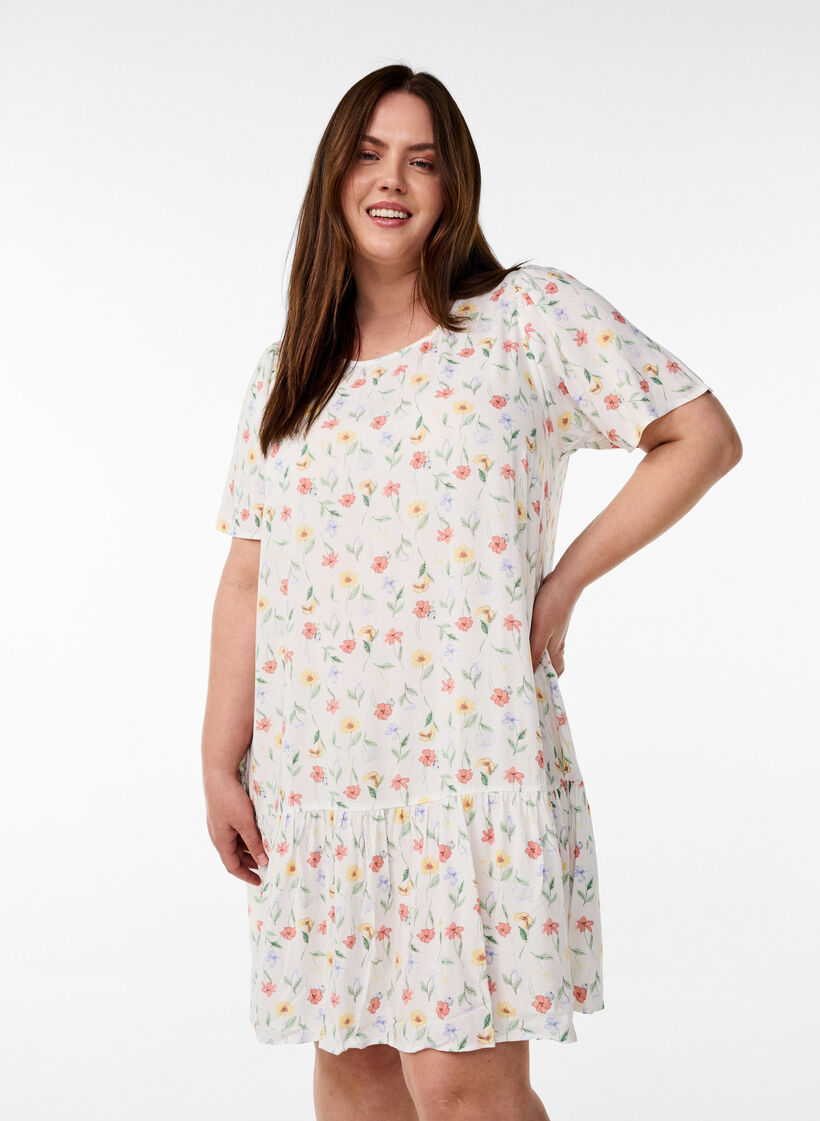 Kleid aus Viskose mit Schnittlinie, Wei&szlig;, Model image number 0