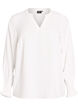 Bluse mit Smockb&uuml;ndchen und V-Ausschnitt, Vanille, Packshot image number 0