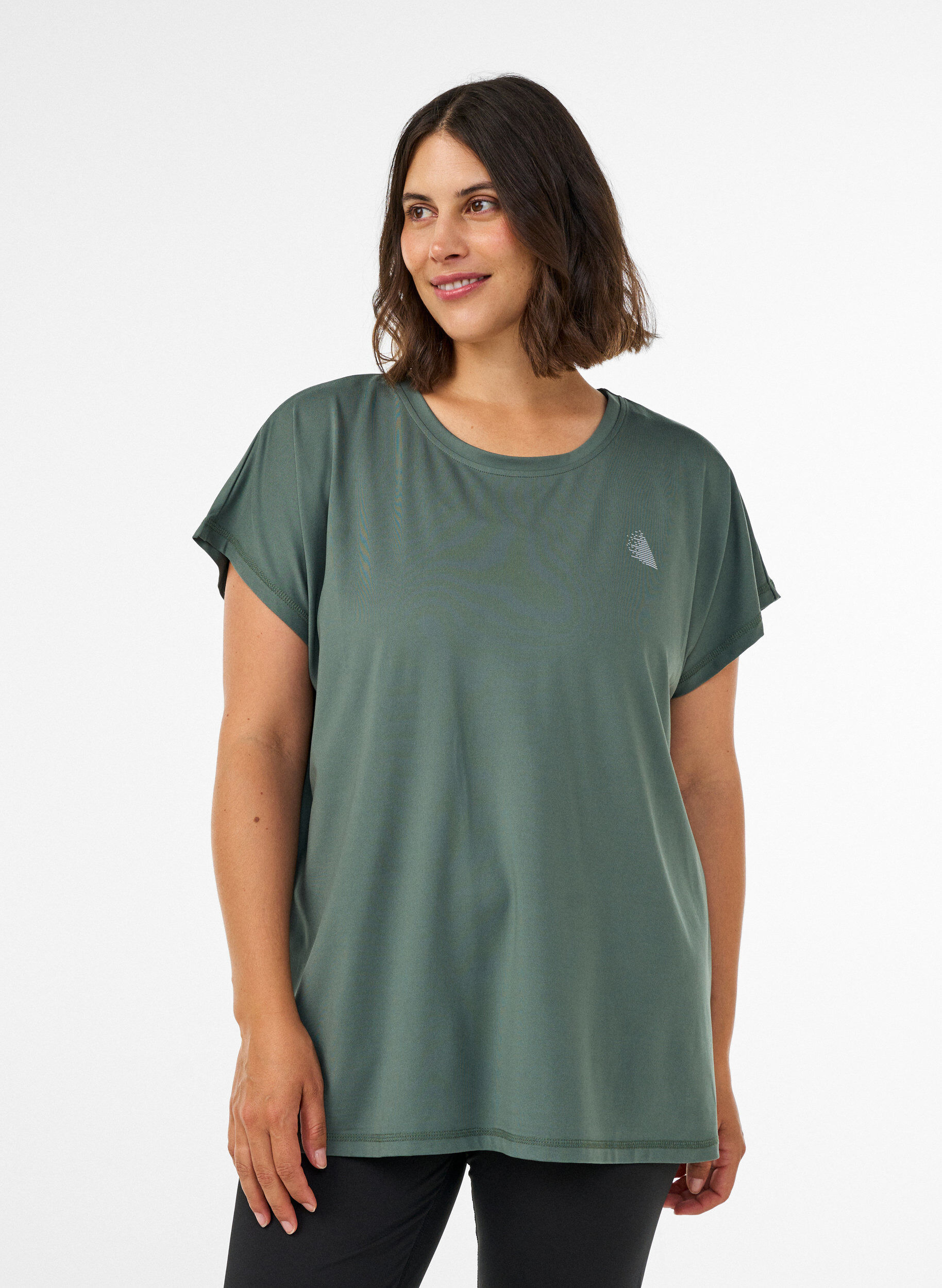 Einfarbiges Trainings-T-Shirt, Gr&uuml;n, Model
