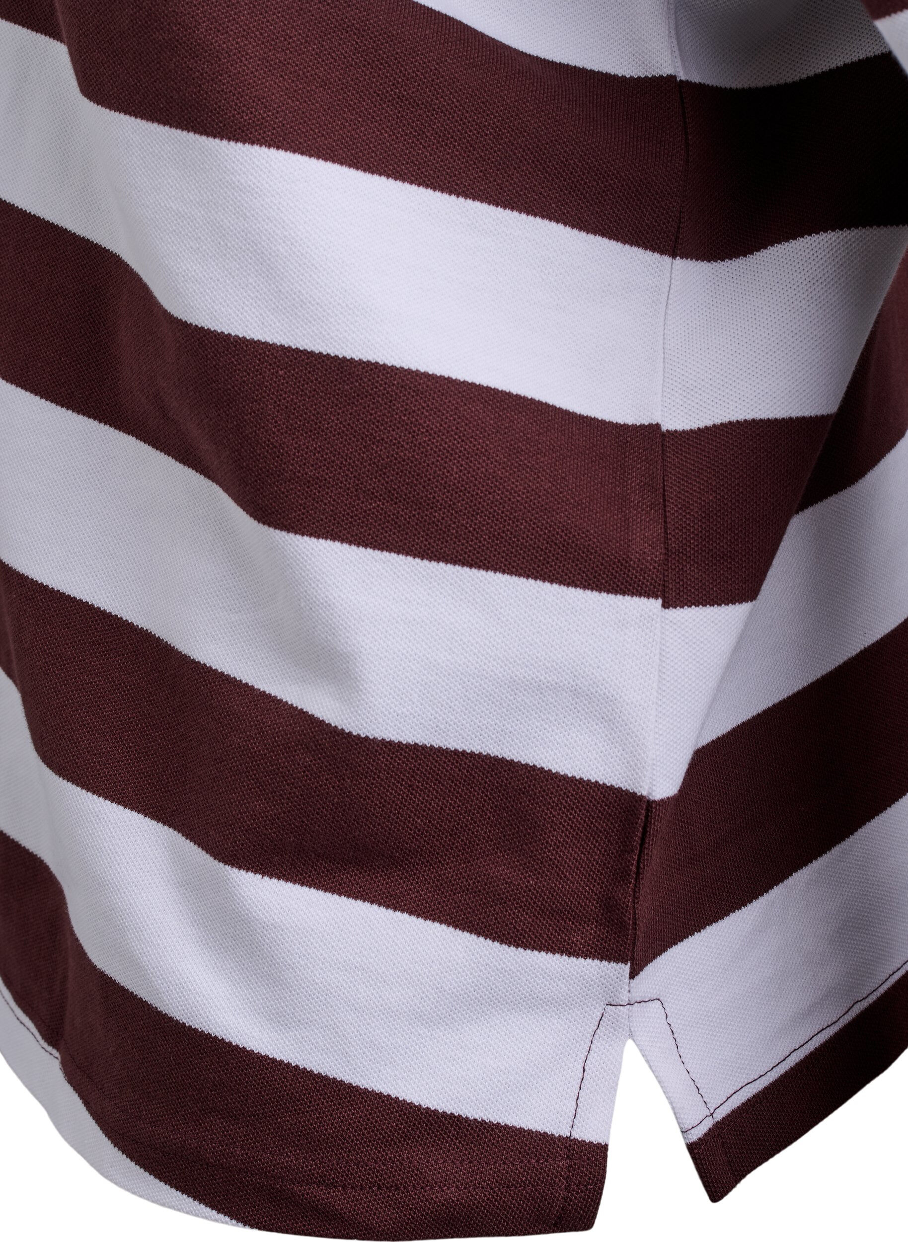 Zizzi Poloshirt mit langen &Auml;rmeln und Streifenmuster, Dunkles Bordeaux, Packshot image number 3