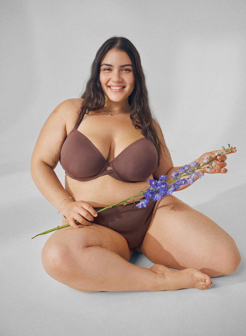 Geformter BH mit Kreuzdetail, Braun, Image image number 0