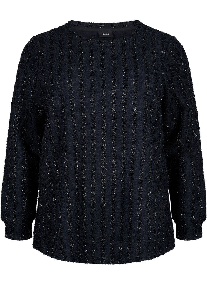 Bluse mit schimmernder Struktur, Schwarz, Packshot image number 0