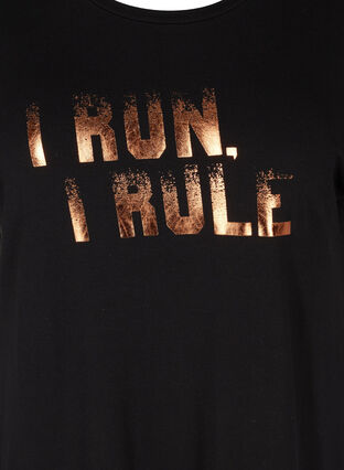 Trainings T-Shirt aus Viskosemischung mit Aufdruck, Black I Run, Packshot image number 2