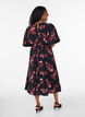 Midikleid mit Rosenprint und kurzen Ballon&auml;rmeln, Schwarz, Model image number 1