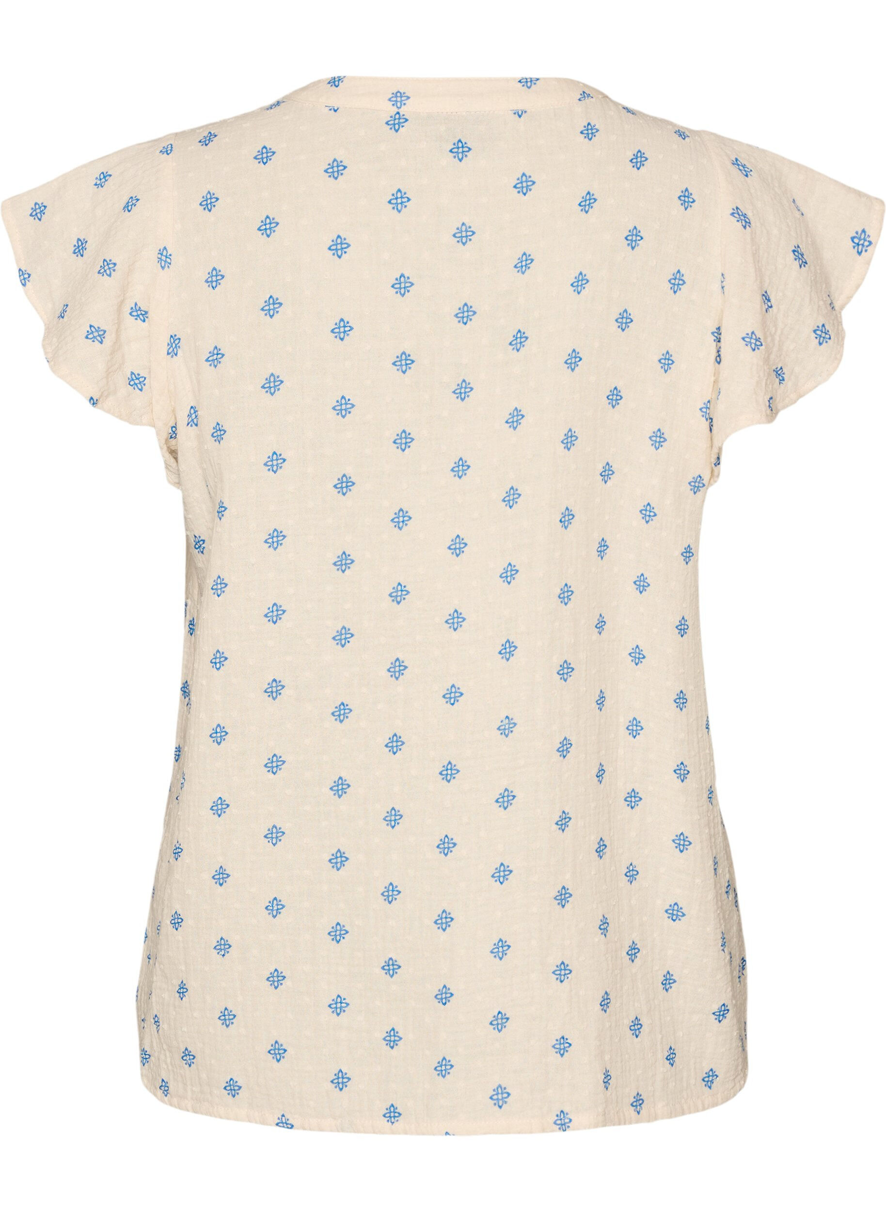 Zizzi&Auml;rmellose Bluse mit H&auml;kelborte und R&uuml;schendetail, Beige, Packshot image number 1