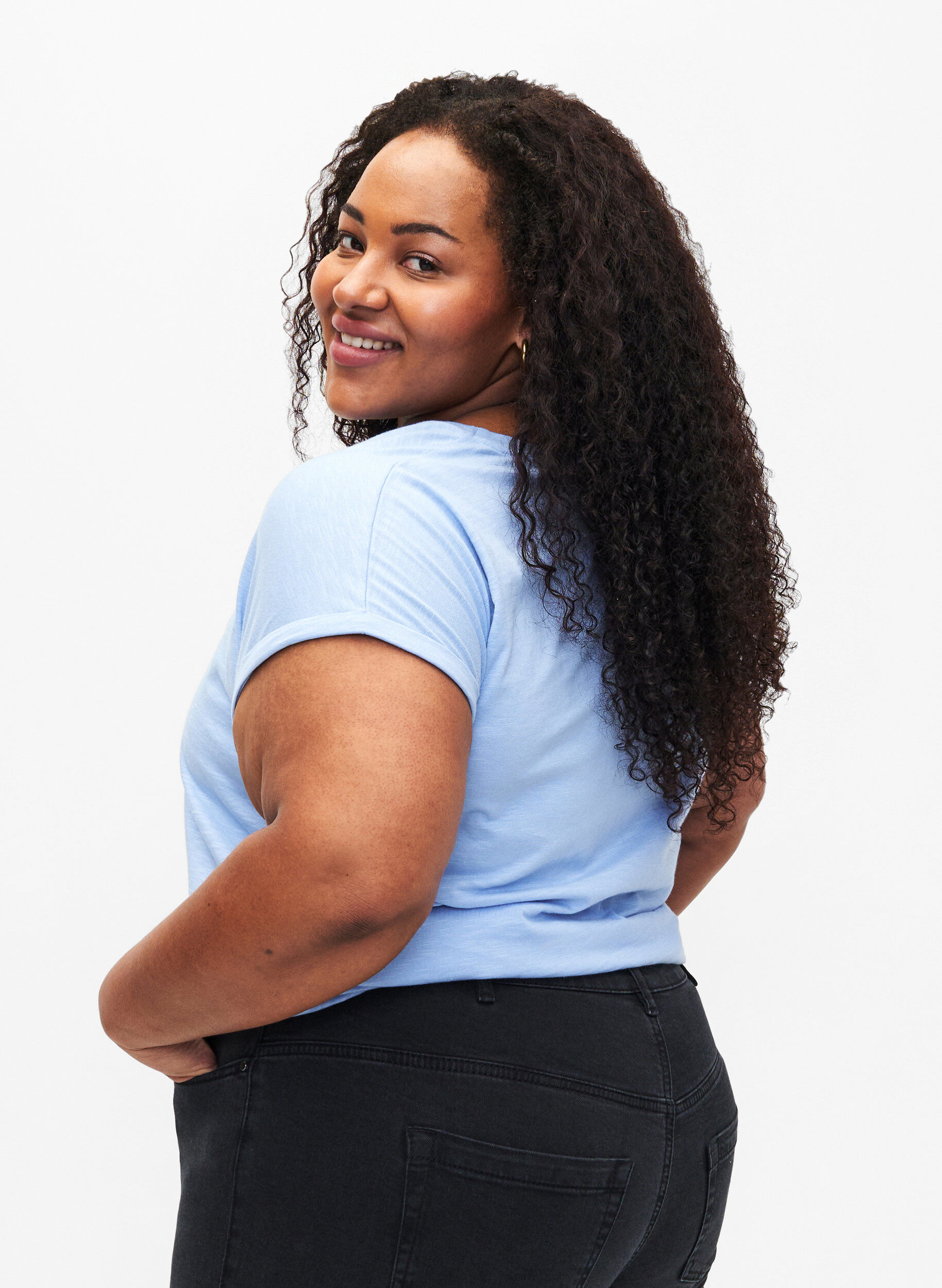 Zizzi Bedrucktes T-Shirt aus Bio-Baumwolle, Serenityw.Navy Print, Model image number 1