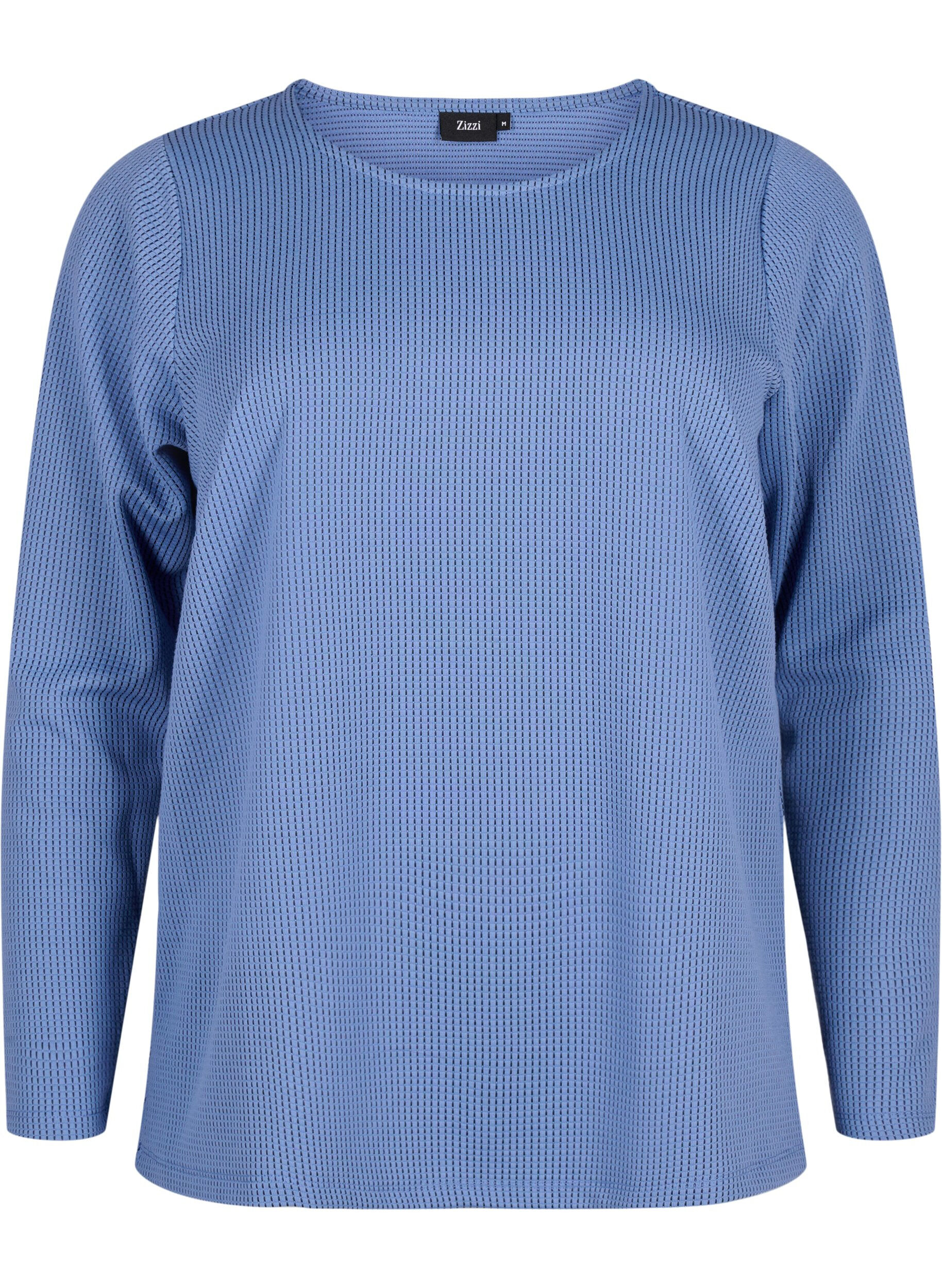 Zizzi Strukturierte Bluse in A-Linie, Quiet Harbor, Packshot image number 0