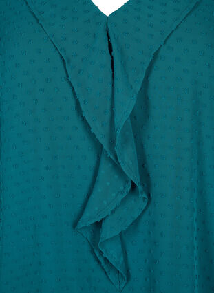 Bluse mit Rüschen und gepunkteter Textur, Shaded Spruce, Packshot image number 2
