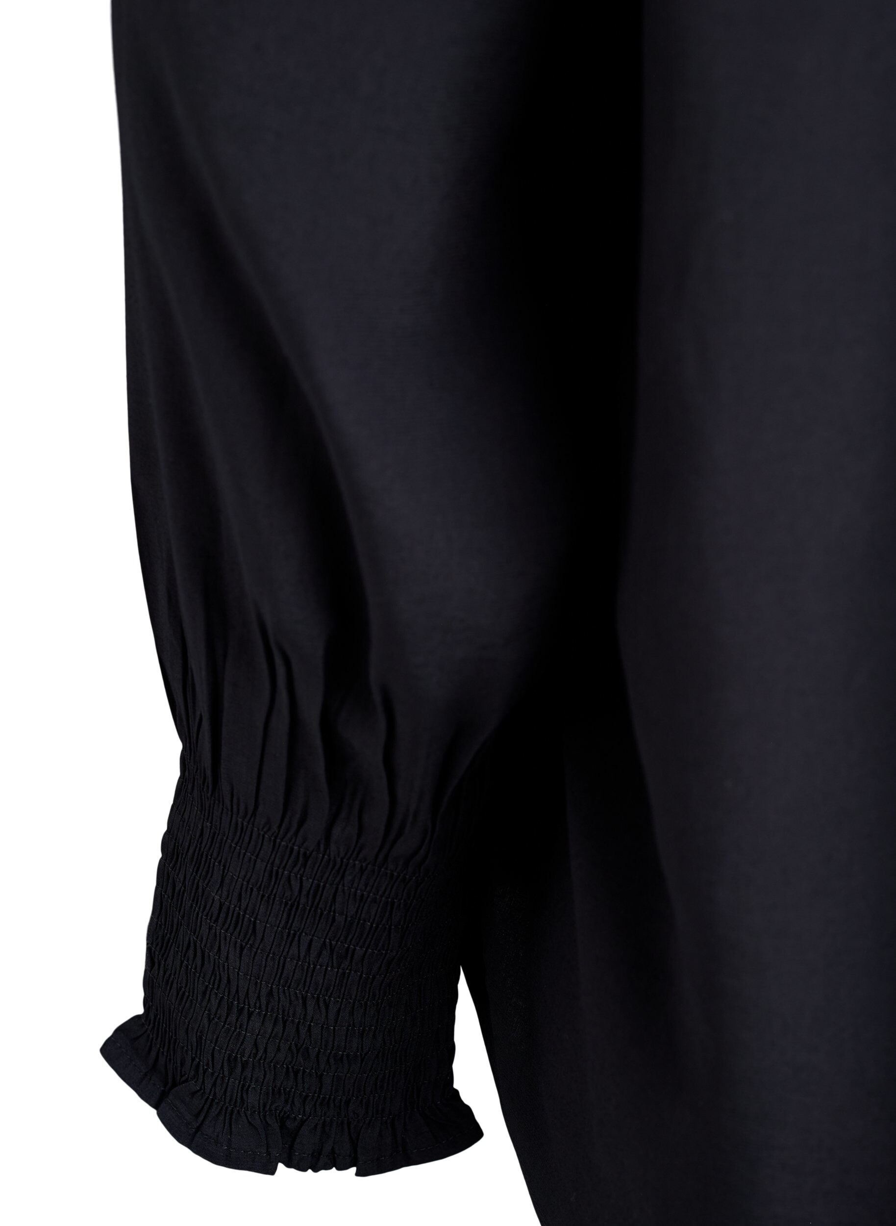 ZizziBluse mit R&uuml;schenkragen und Raffung, Schwarz, Packshot image number 3