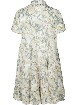 Kurzarm Kleid mit Blumenmuster, Beige Flower AOP, Packshot image number 1