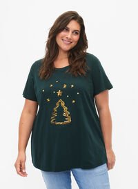 Weihnachts-T-Shirt mit Pailletten, Scarab W.  Tree, Model