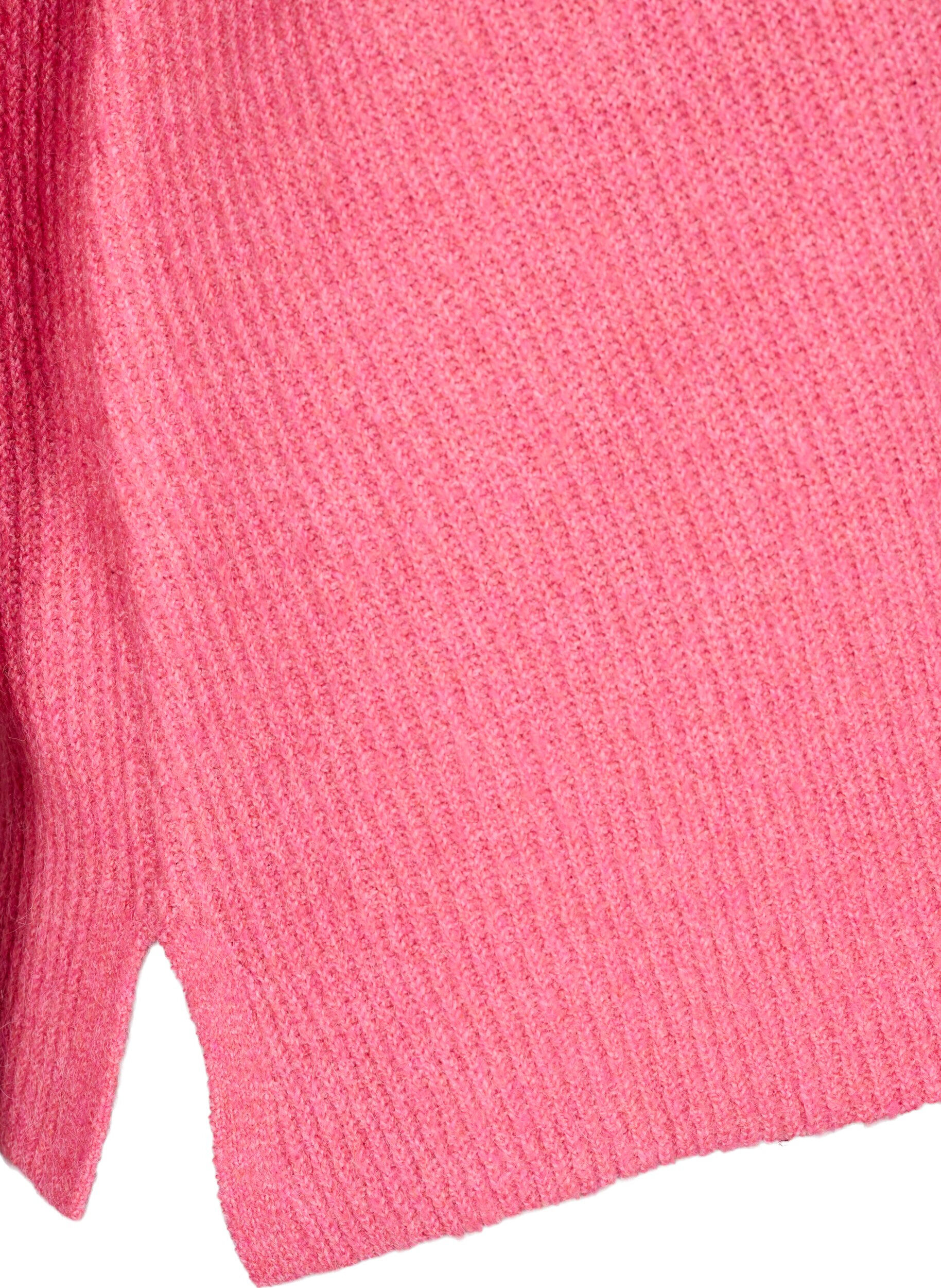 Zizzi Strickbluse mit V-Ausschnitt und langen &Auml;rmeln, Bubblegum Wh. Mel., Packshot image number 3