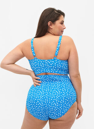Extra hoch taillierte Bikini-Hose mit Blumenprint, Blue Flower Print, Model image number 1