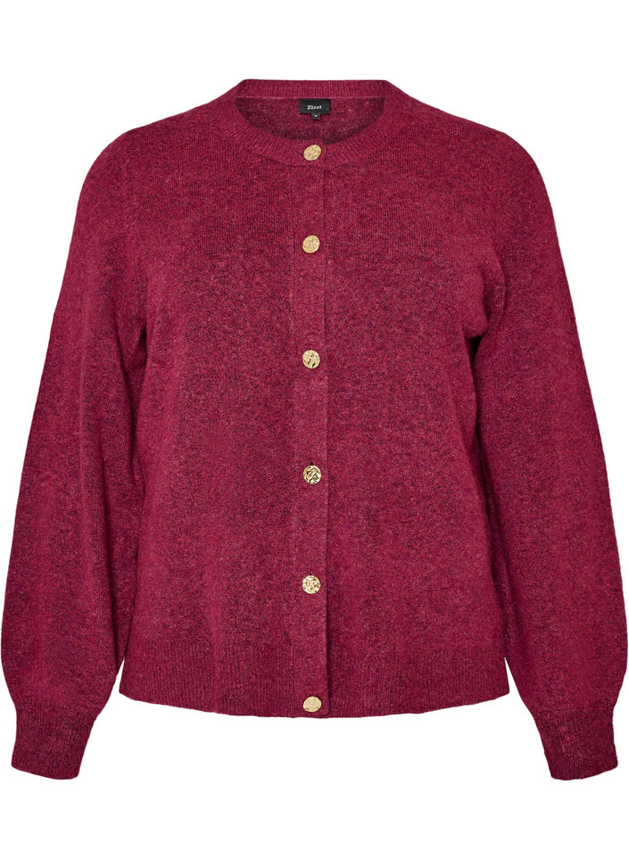 Strickjacke aus weichem Strick mit goldfarbenen Kn&ouml;pfen, Rot, Packshot image number 0