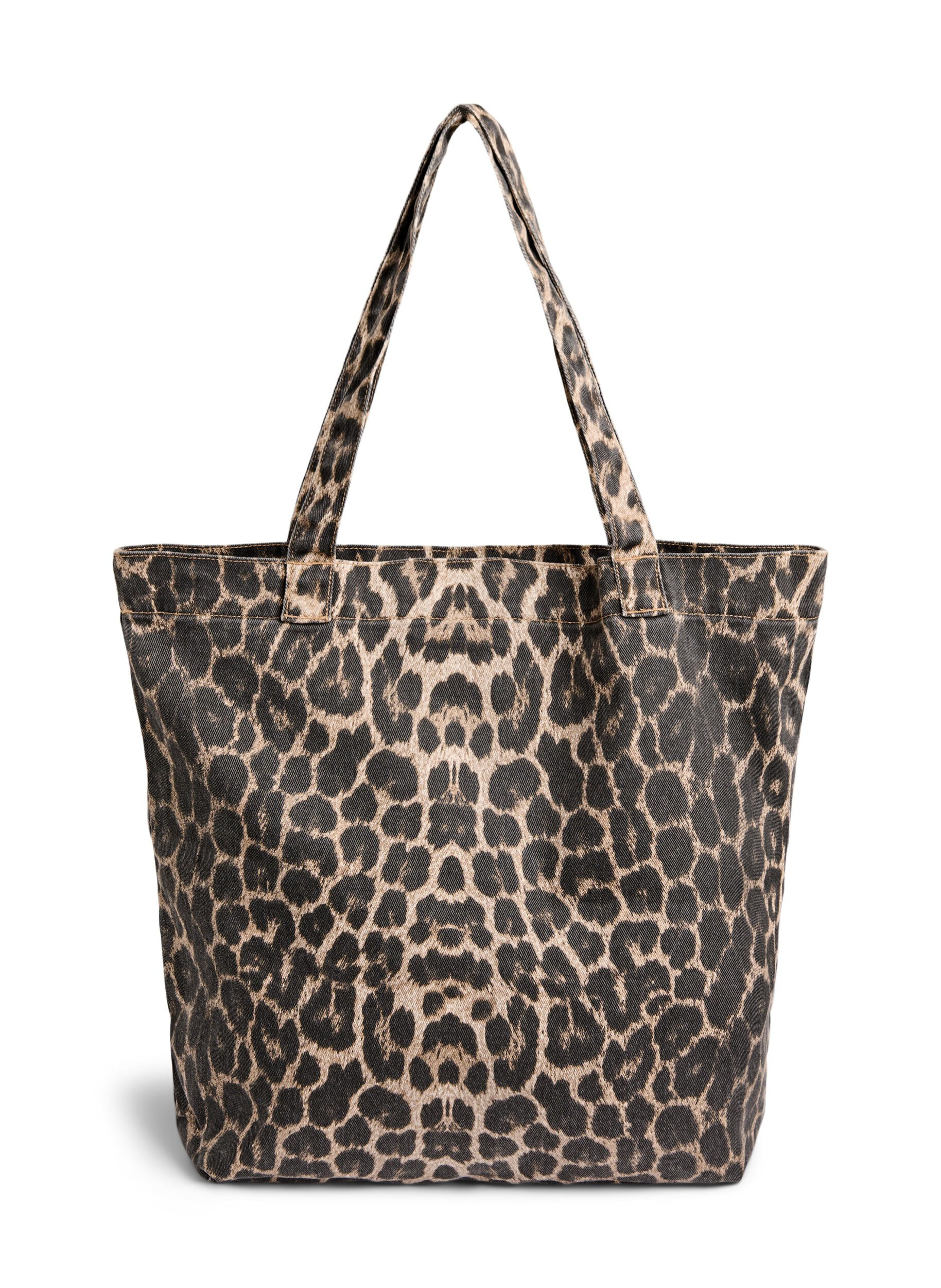 Zizzi Denim Shopper mit Leopardenmuster, Braun, Packshot image number 1