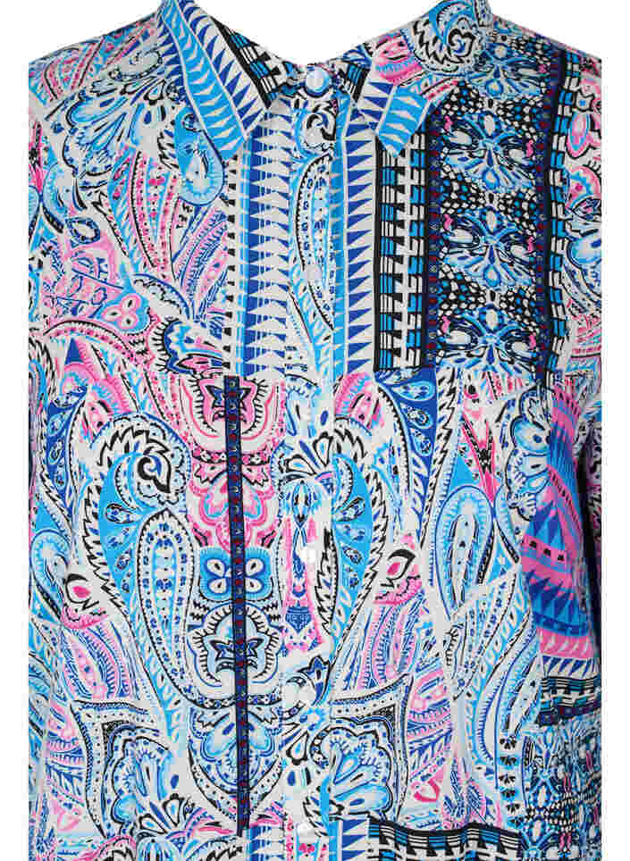 Lange Hemdbluse aus Viskose mit Paisleyprint, Blue Pink Paisley , Packshot image number 2