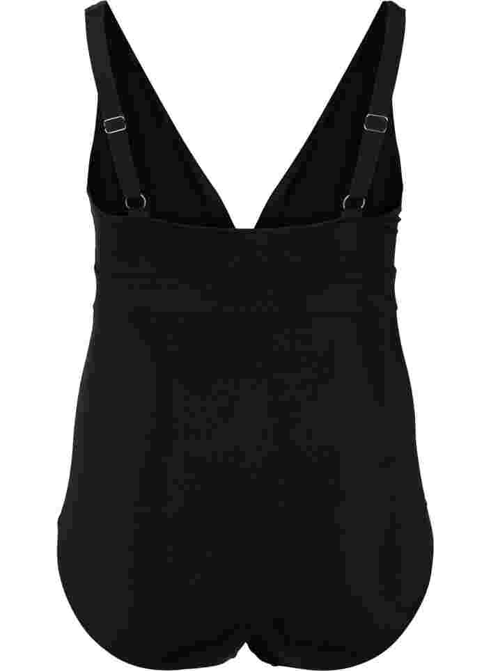 Badeanzug mit Kordelzugdetail, Black, Packshot image number 1
