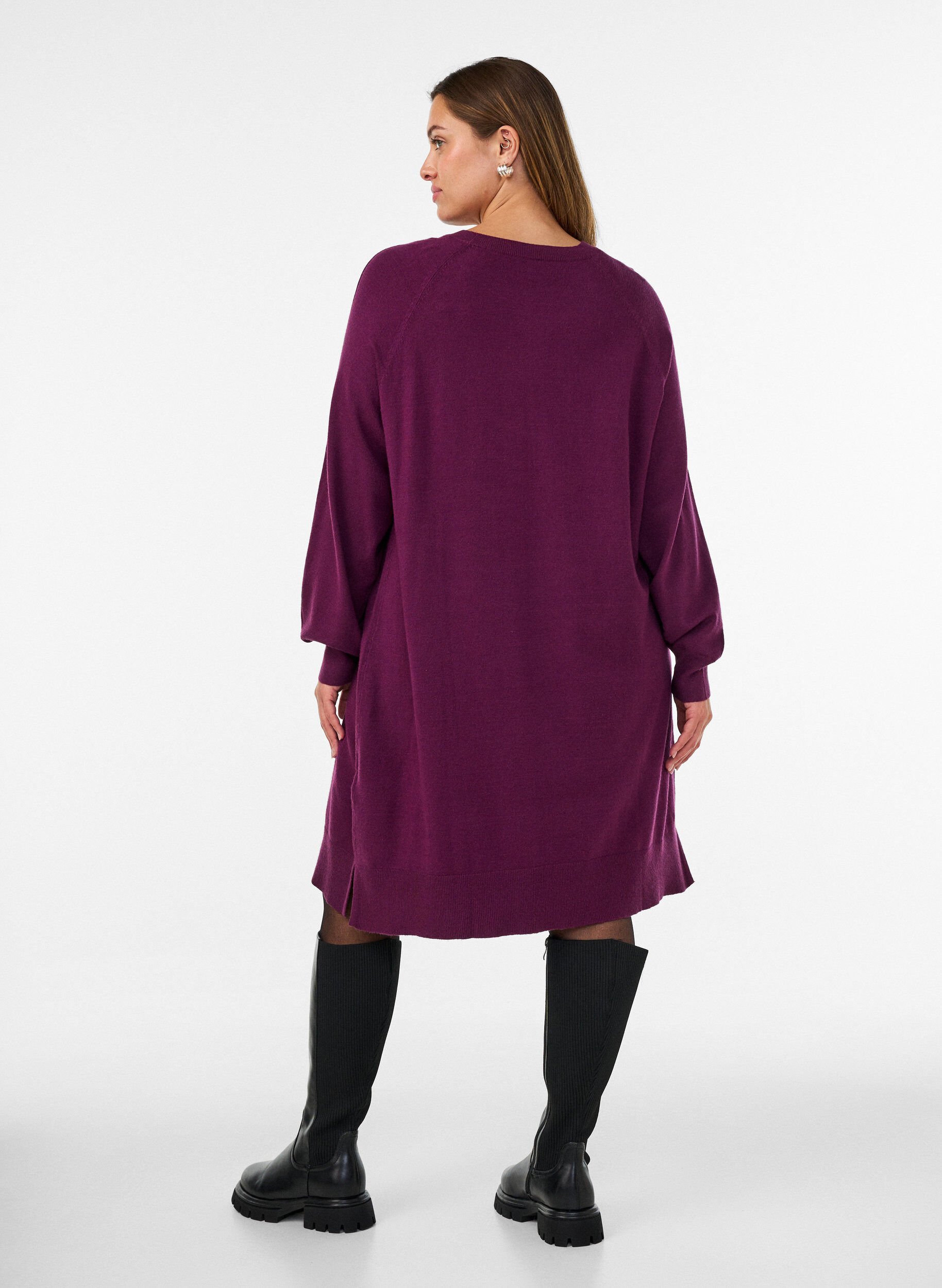 ZizziStrickkleid mit Raglan&auml;rmeln und Mittelnaht, Rot, Model image number 2