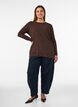 Jerseybluse mit asymmetrischem Spitzenbesatz, Braun, Model image number 1