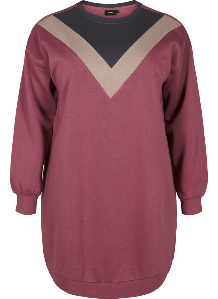 Langes Sweatshirt mit Farbblock, Rose B. Color Block, Packshot image number 0