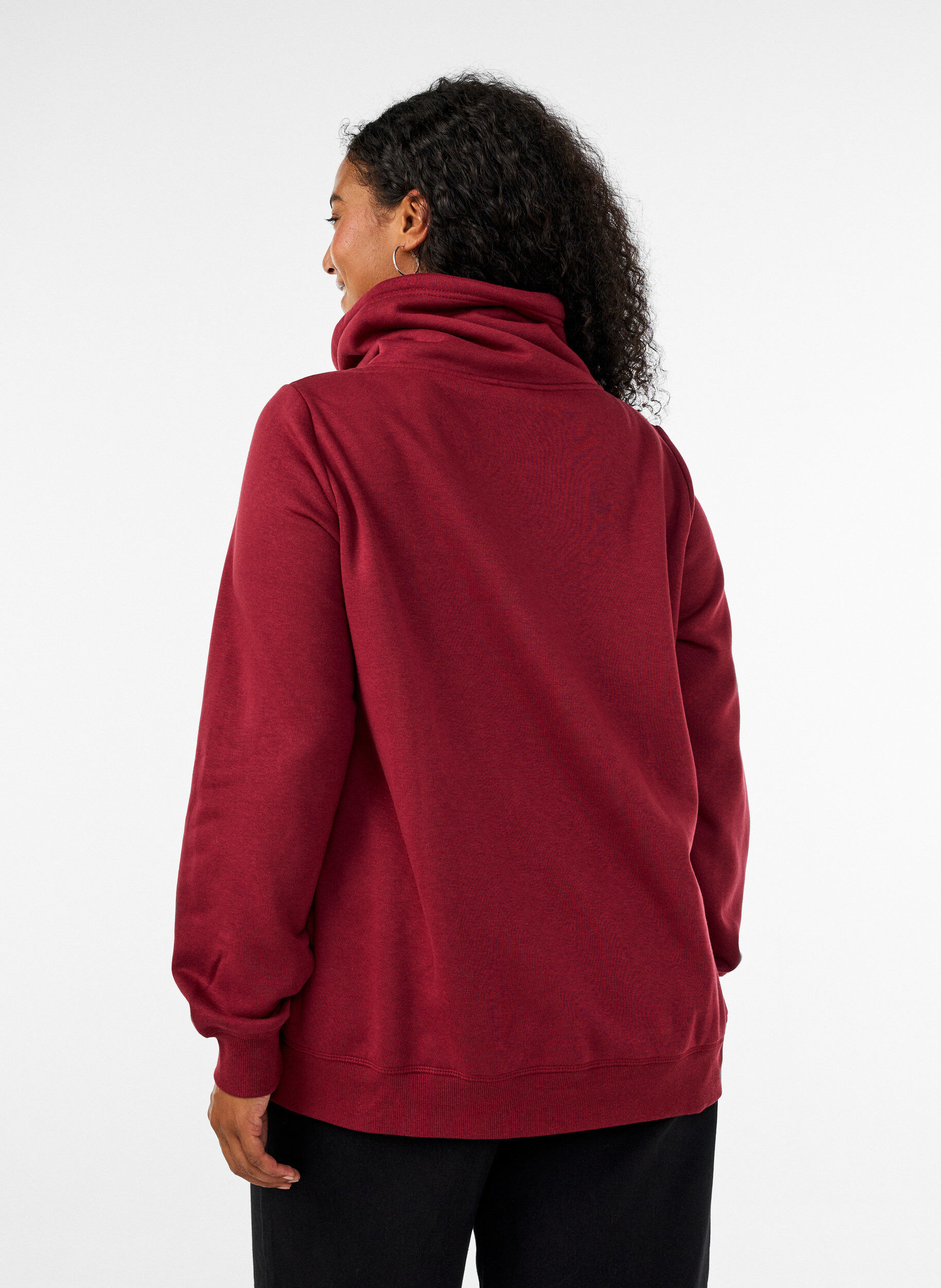ZizziSweatshirt mit Stehkragen und Taschen, Rot, Model image number 2