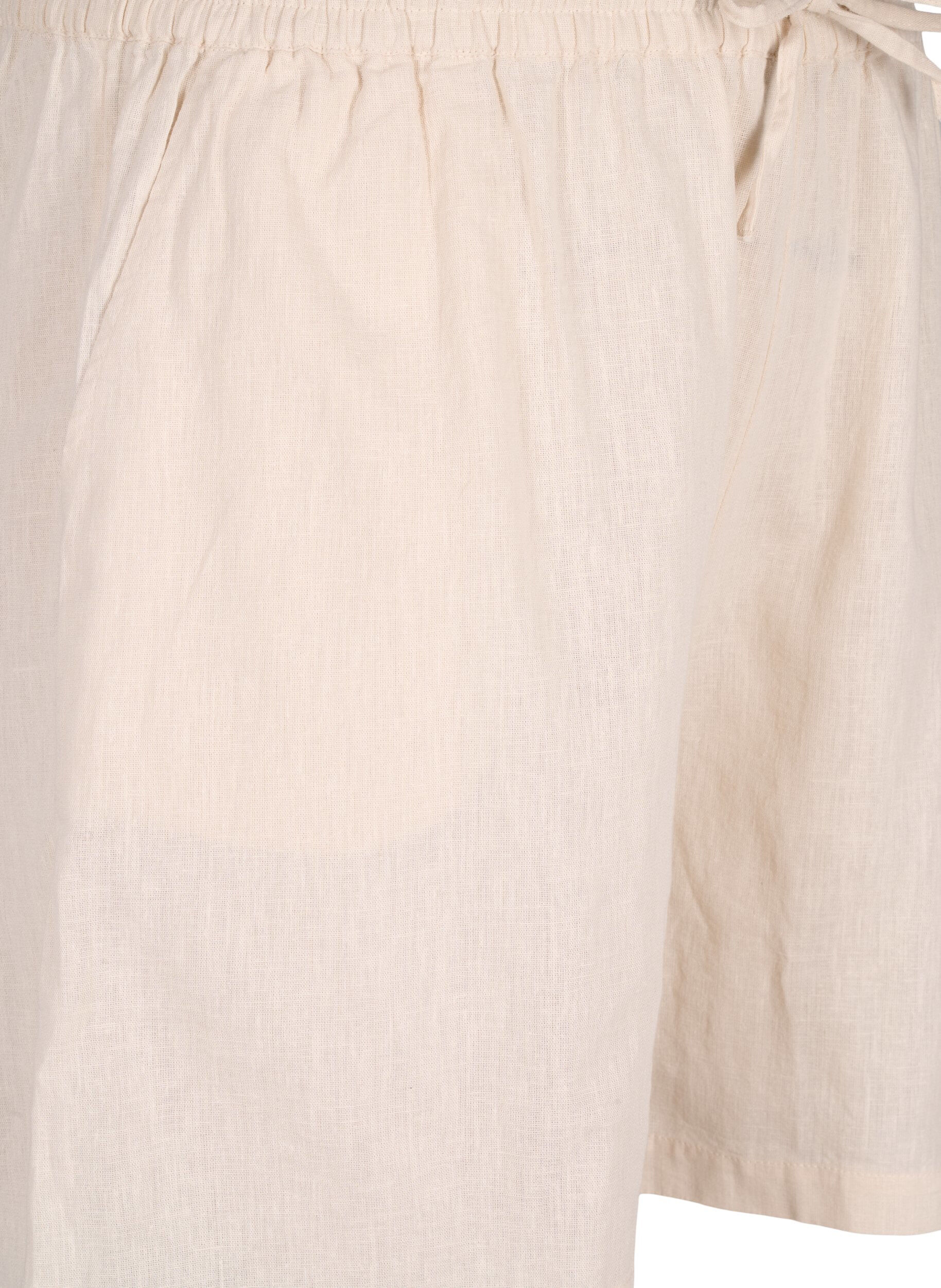 Zizzi Weite kurze Hosen aus Baumwoll-Leinen-Mischgewebe, Sandshell, Packshot image number 2