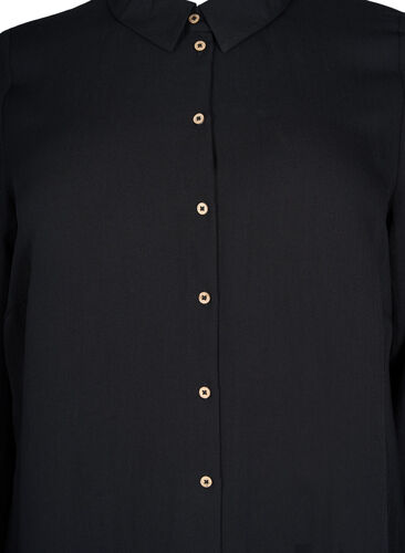 Langes einfarbiges Hemd aus Viskose, Black, Packshot image number 2