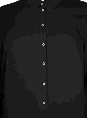 Langes einfarbiges Hemd aus Viskose, Black, Packshot image number 2