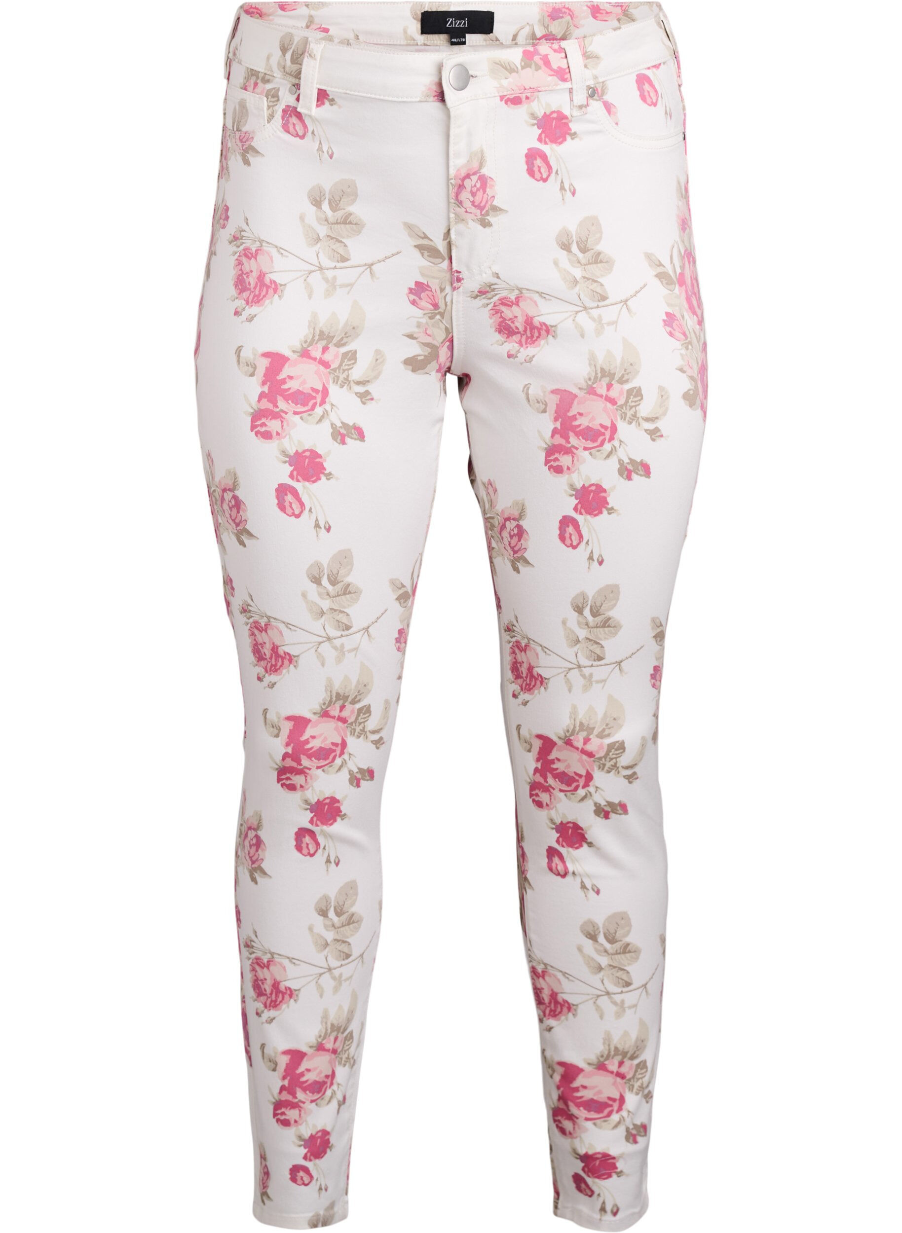 Super-schmale Amy Jeans mit Blumenprint