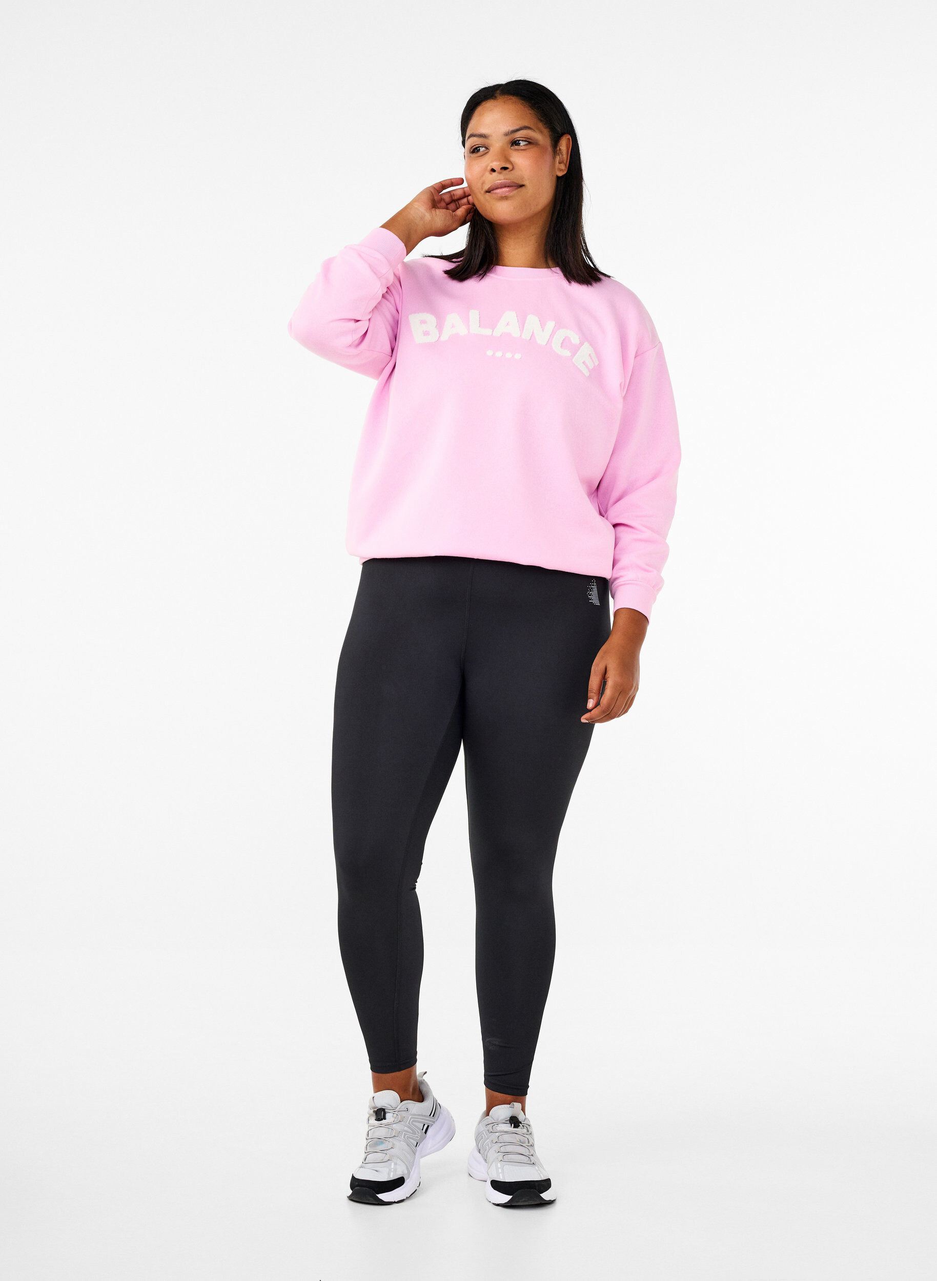 Zizzi Sweatshirt mit Motiv auf der Vorderseite, Pink, Model image number 1