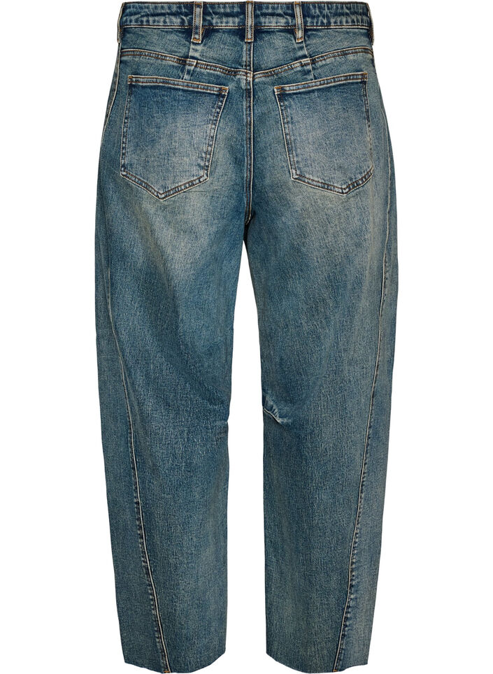 Barrel Fit Jeans mit Used-Waschung, Blau, Packshot image number 1