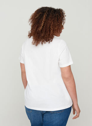 Kurzarm T-Shirt aus Baumwolle mit Aufdruck, Bright White, Model image number 1
