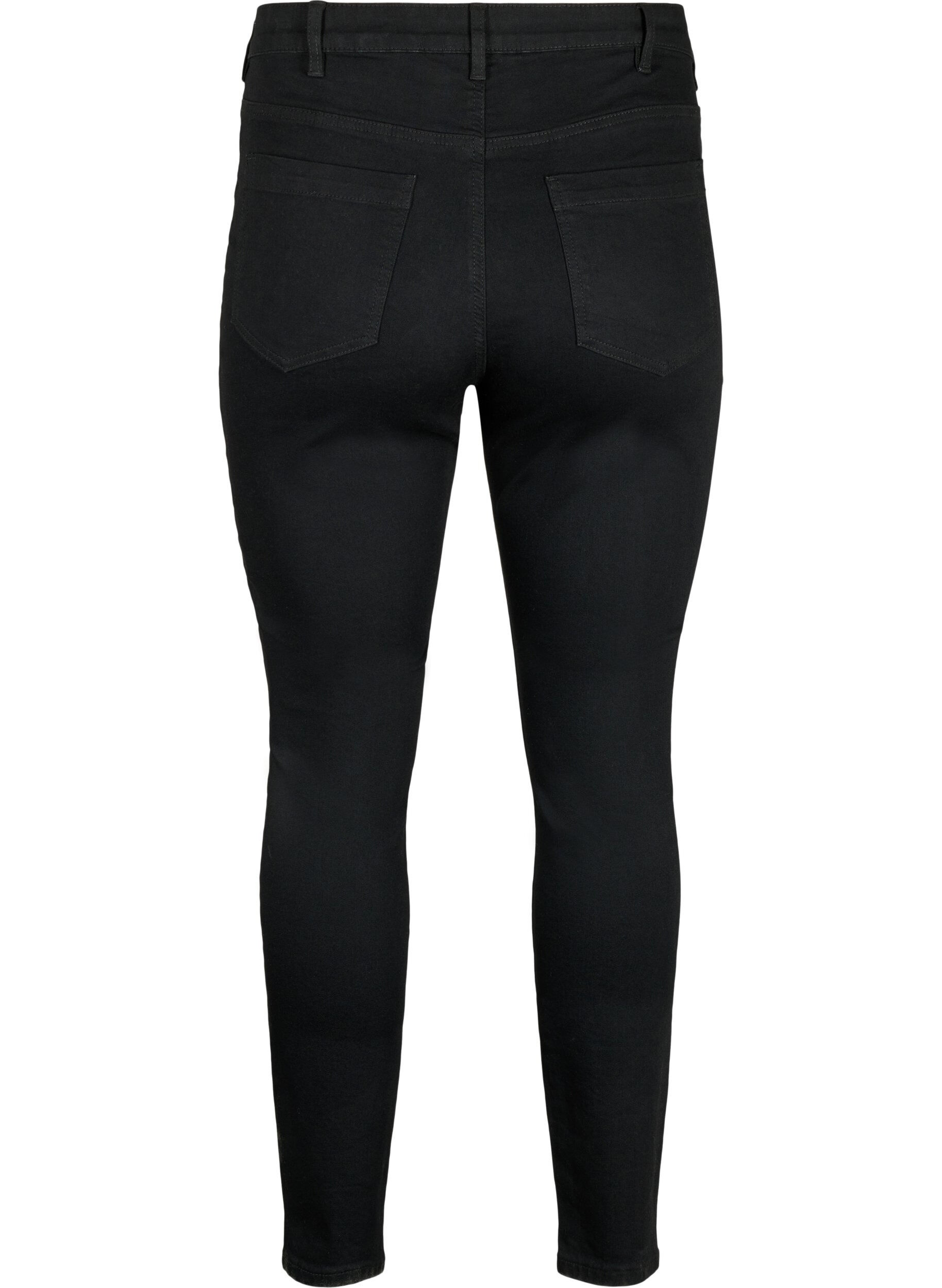 Zizzi Amy Jeans mit hoher Taille und extra schlanker Passform, Schwarz, Packshot image number 1