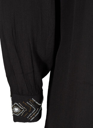 Lange Bluse aus Viskose mit Perlen, Black, Packshot image number 3