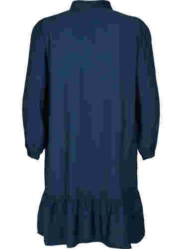 Hemdkleid aus Viskose mit Rüschensaum, Navy Blazer, Packshot image number 1