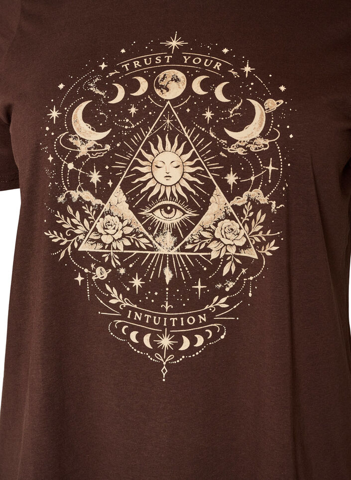 T-Shirt aus Baumwolle mit Frontprint, Braun, Packshot image number 2