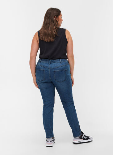 Extra Slim Sanna Jeans mit Reißverschluss, Blue denim, Model image number 1