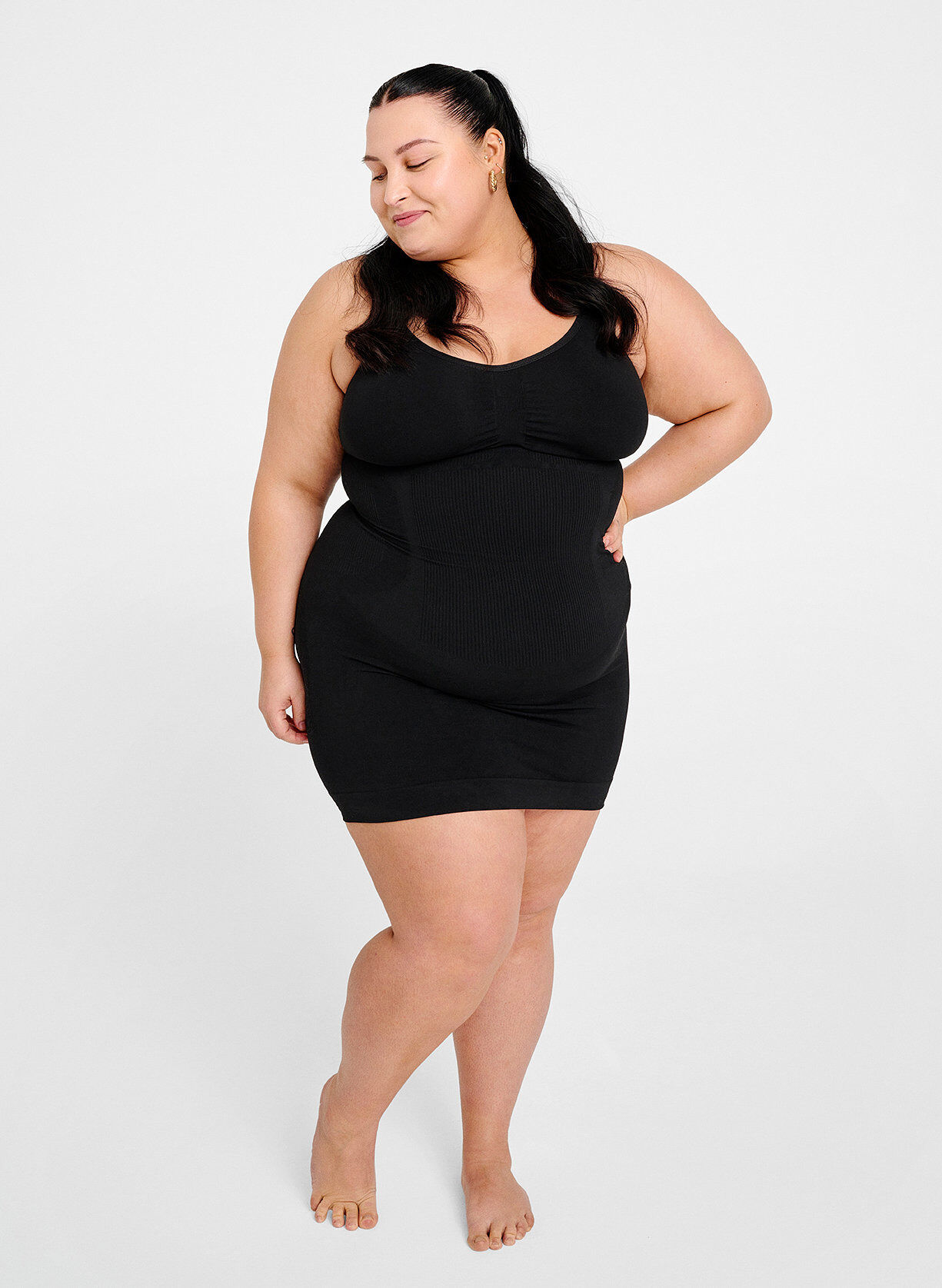 Zizzi Shapewear Kleid mit breiten Tr&auml;gern, Schwarz, Image image number 1