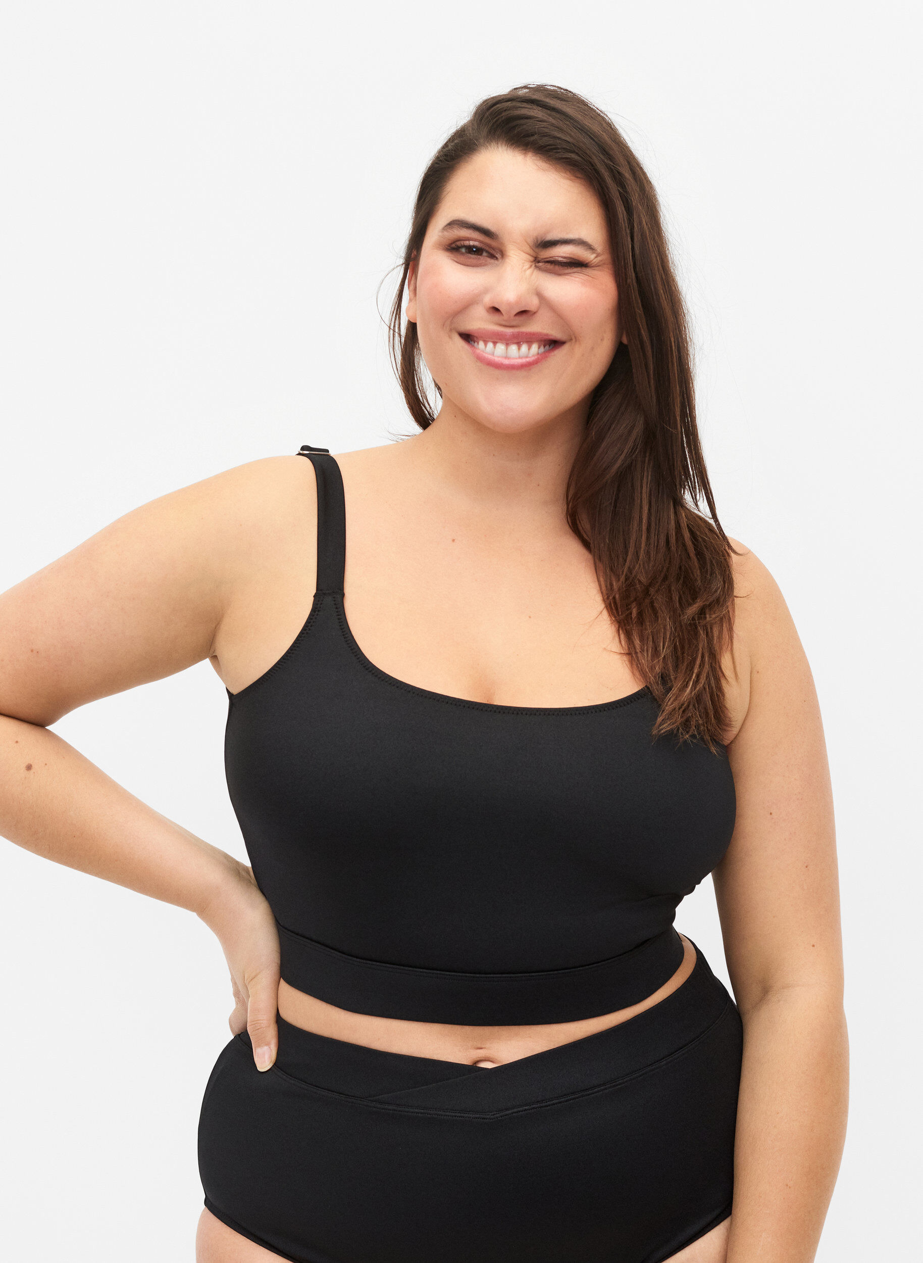 Zizzi Bikinioberteil mit verstellbaren Tr&auml;gern, Black, Model image number 0