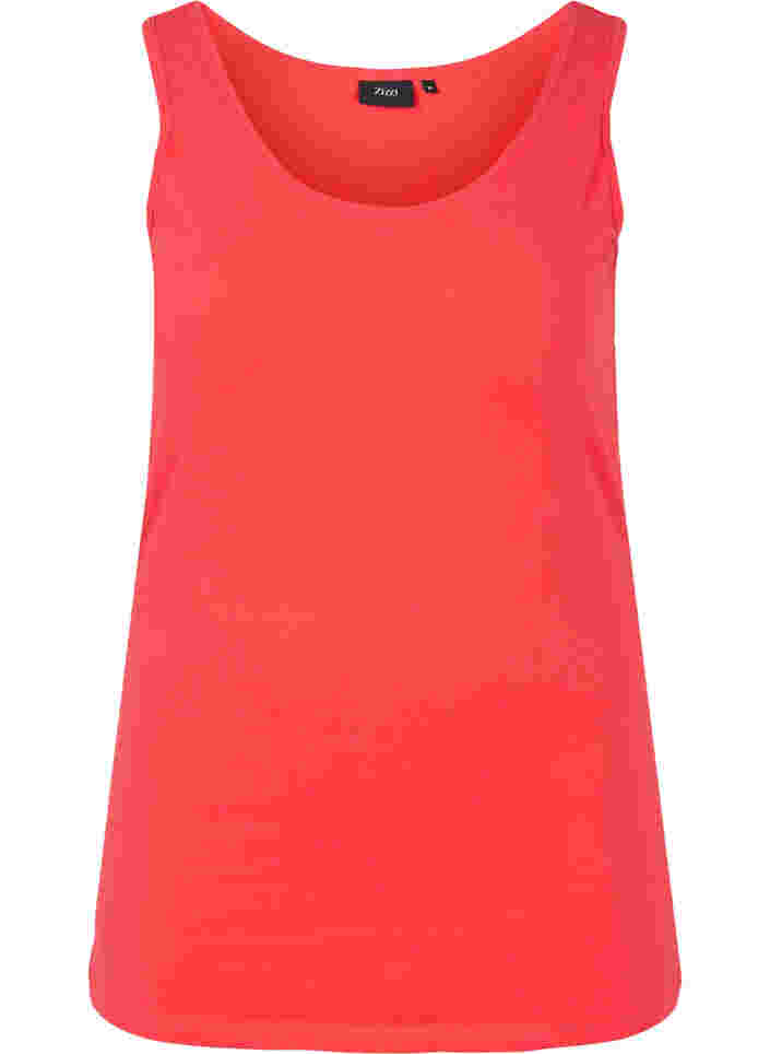 Einfarbiges basic Top aus Baumwolle, Hibiscus, Packshot image number 0