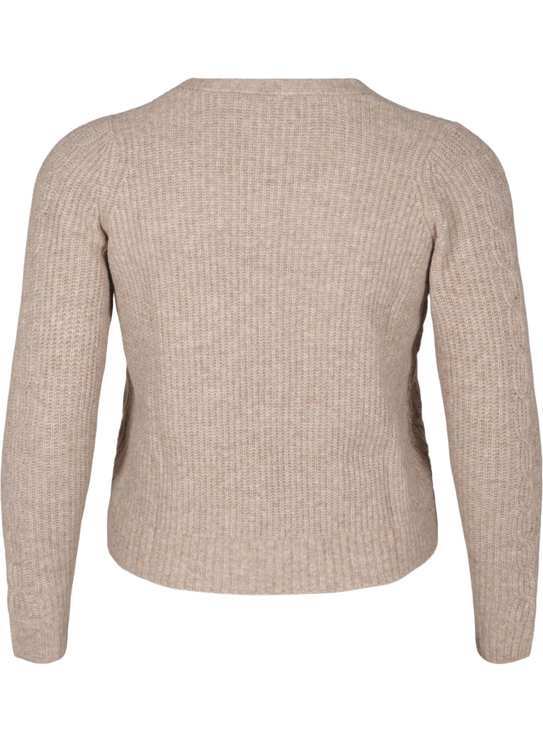 Zizzi Strickjacke mit Bindedetails, Simply Taupe Mel., Packshot image number 1
