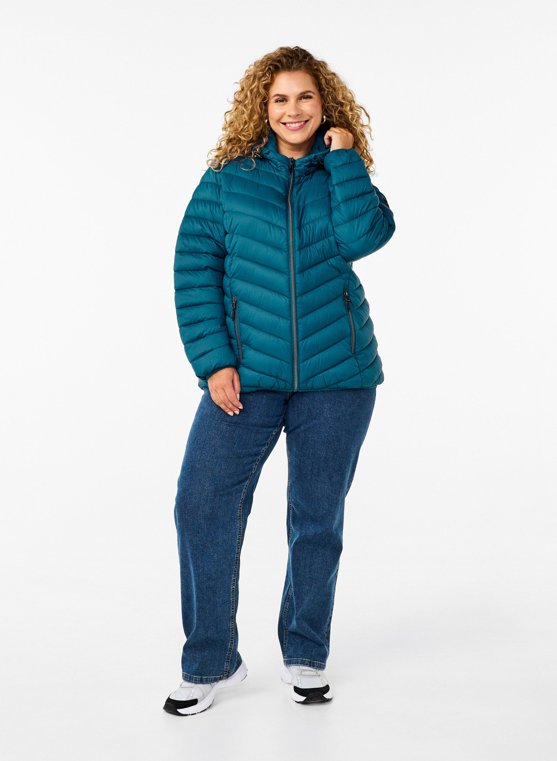 ZizziLeichte Jacke mit Kapuze, Petrol, Model image number 1