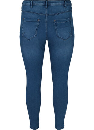 Cropped Amy Jeans mit hoher Taille und Reißverschluss, Dark blue denim, Packshot image number 1