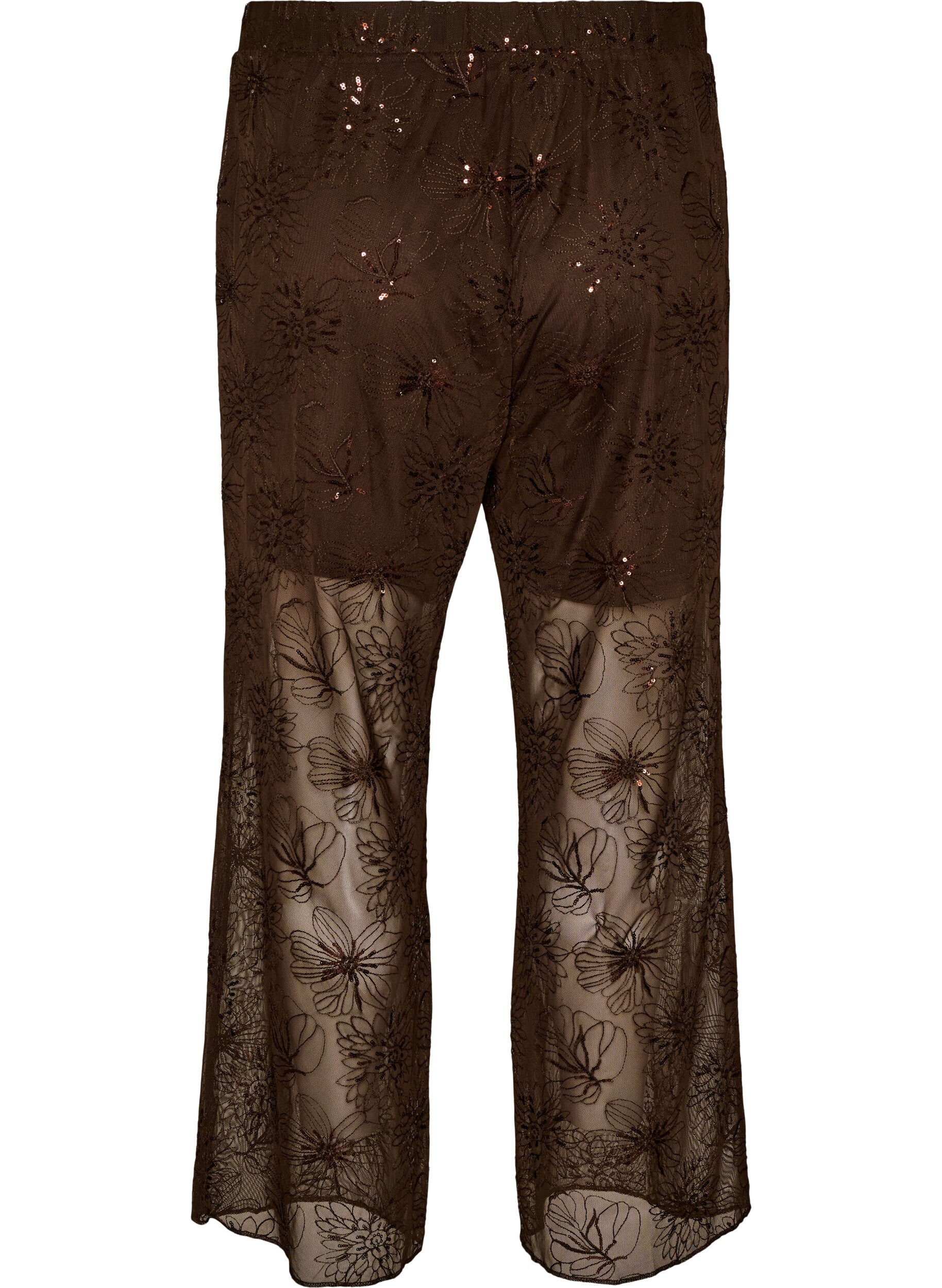 ZizziHose aus Mesh mit floraler Stickerei und Pailletten, Braun, Packshot image number 1