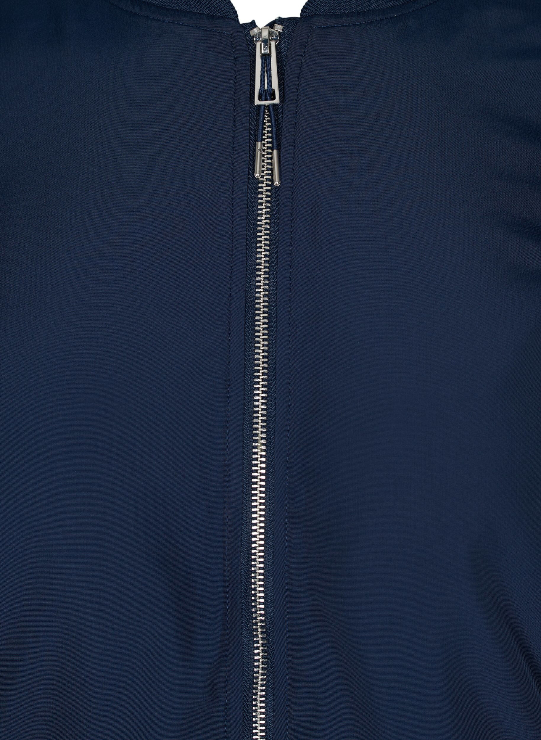 Zizzi Lange Bomberjacke mit Taschen, Navy Blazer, Packshot image number 2