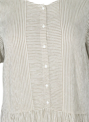 Kurzarm Kleid mit Streifen und Knöpfen, White Stripe, Packshot image number 2