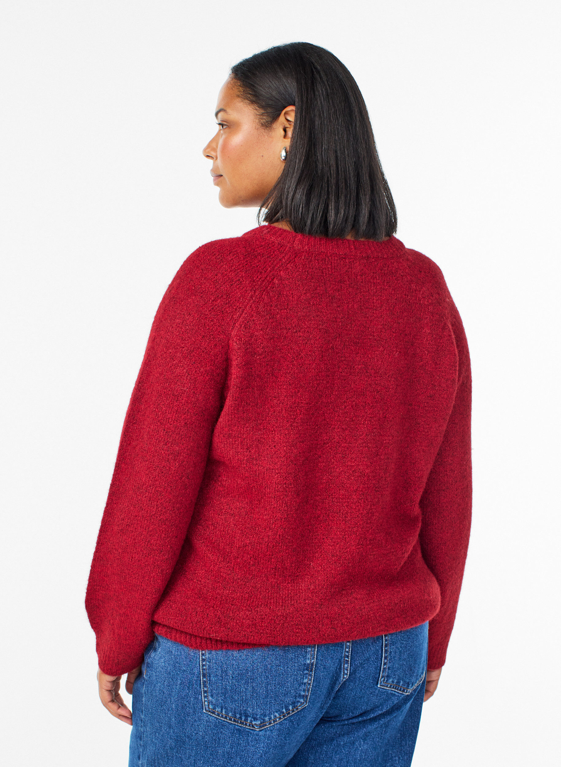 Zizzi Strickbluse mit Raglan&auml;rmeln, Rot, Model image number 2